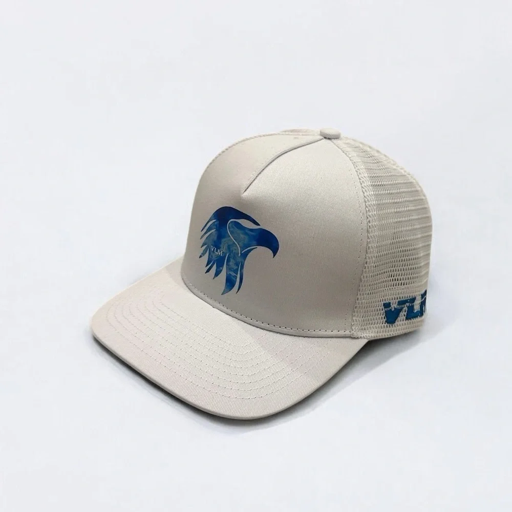 NWOT VLM Blue Fire Trucker Hat Unisex Snapback White and Blue